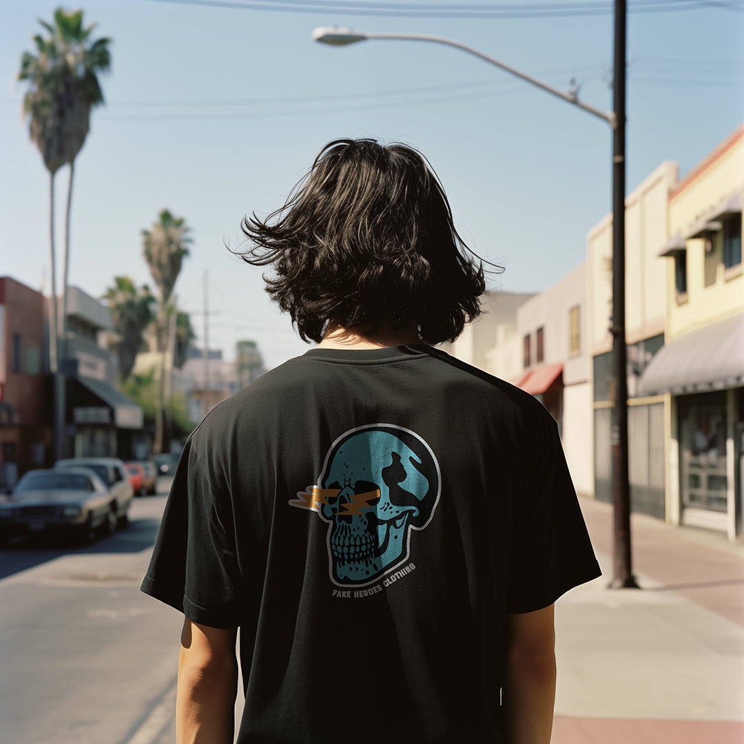 SKULL LIGHTENING BOLT EYES HEAVYWEIGHT T-SHIRT