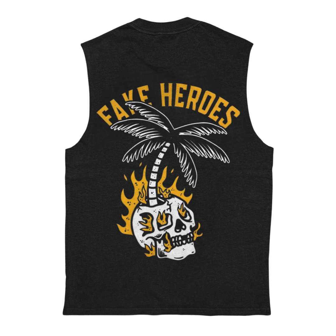 Flaming Skull Black Tank