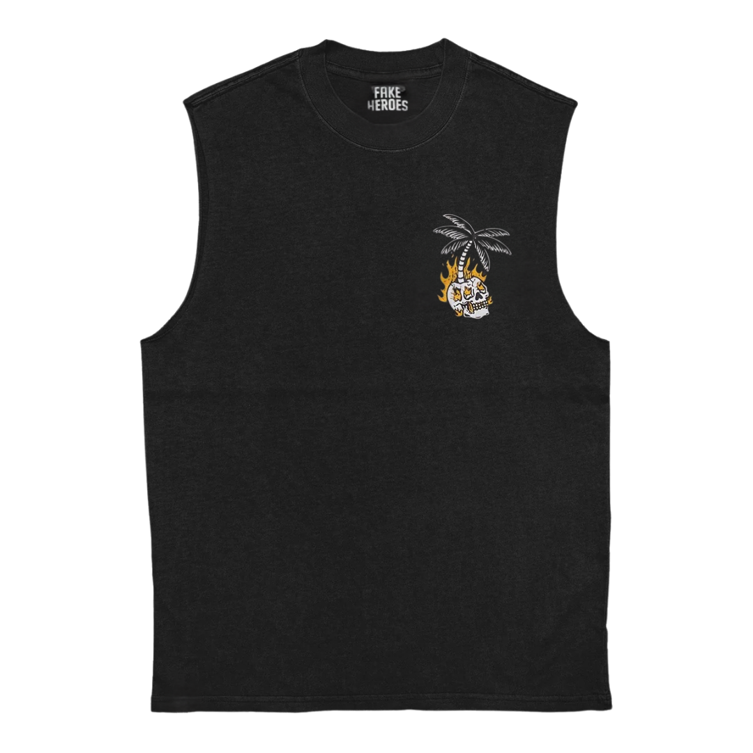 Flaming Skull Black Tank