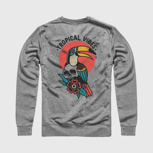 Tropical Vibes Grey Crew