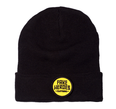 Black Beanie with Yellow Patch
