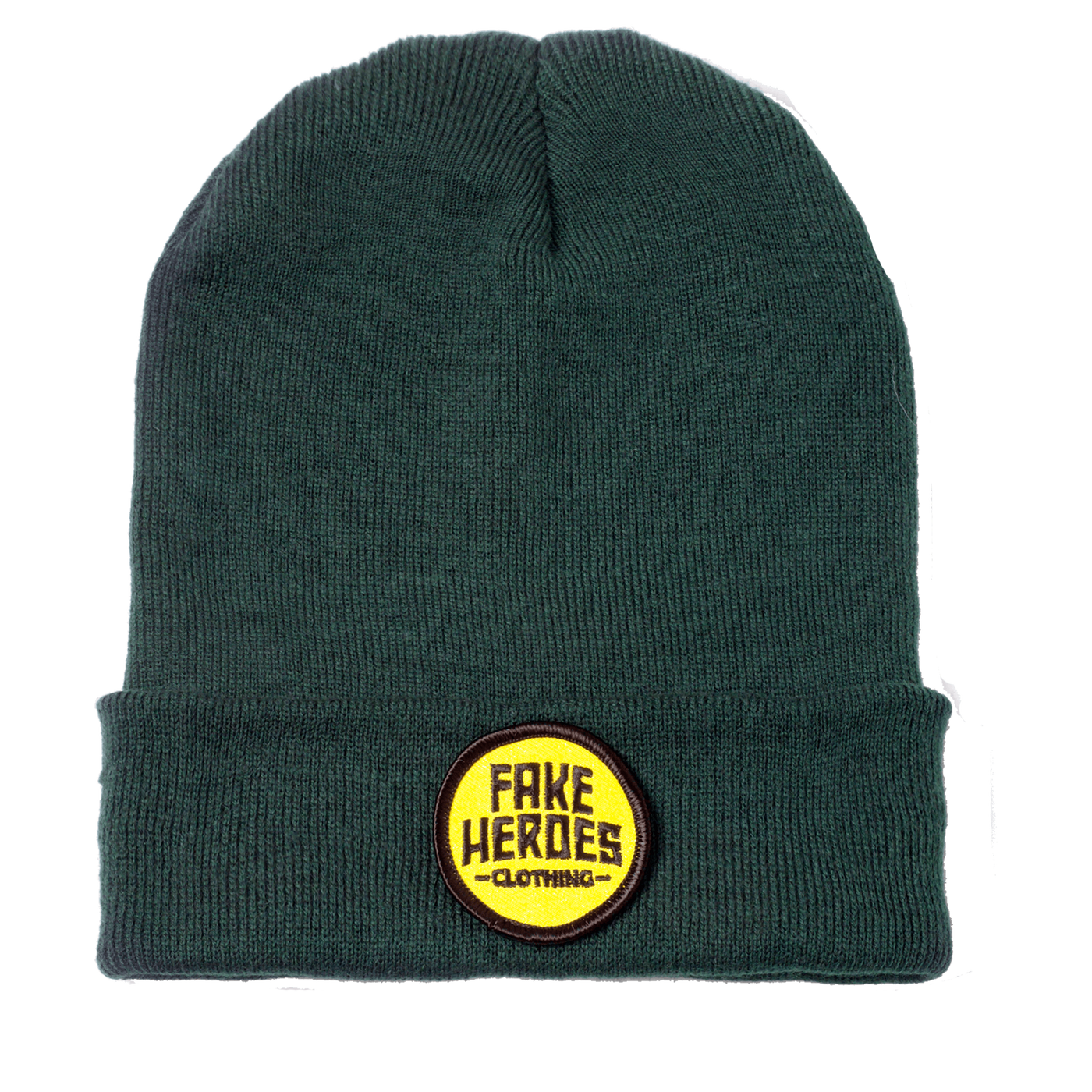Green Beanie with Yellow Patch