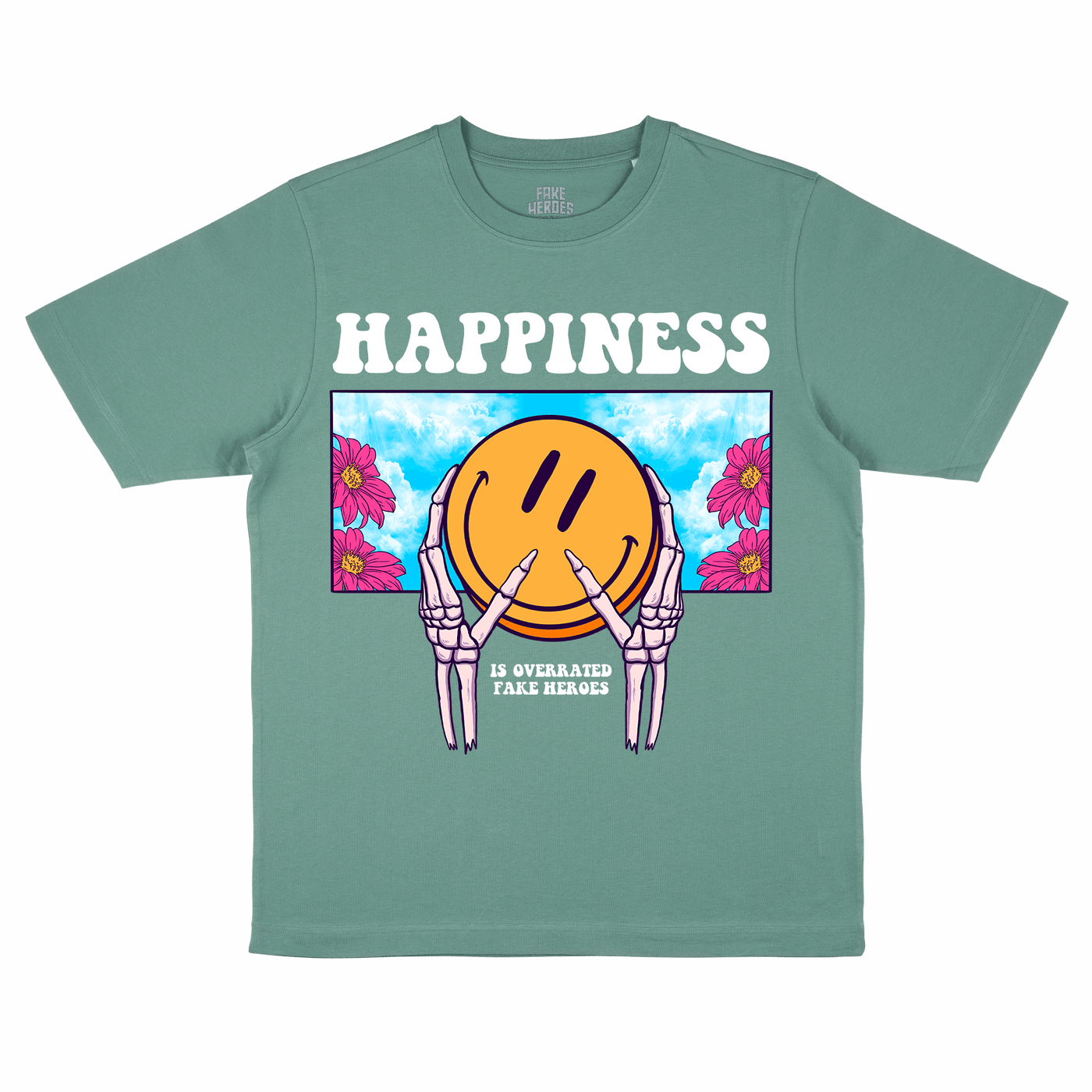 Happiness Oversized T-Shirt in Sage Green