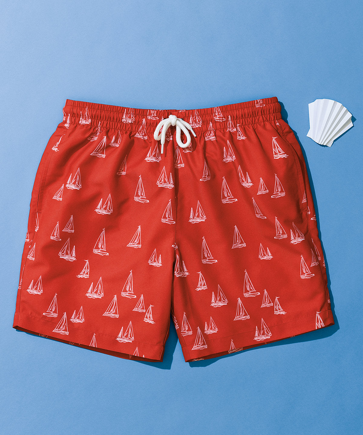 Washed Coral Nautical Print Shorts